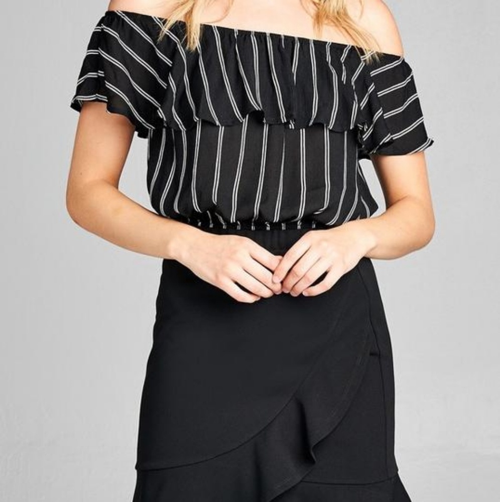 Black and White Striped Top NWOT